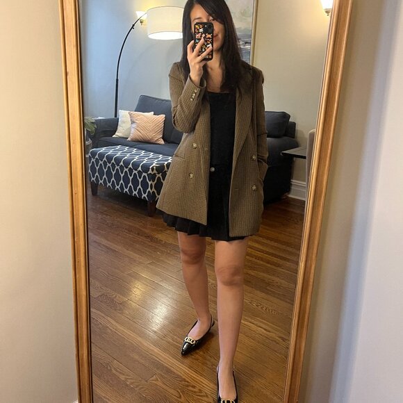 Aritzia Wilfred Margaux Plaid Double Breasted Blazer - Picture 2 of 3